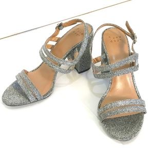A NEW DAY Silver Heeled Sandals Estealla Chunky Block Heel New Women’s Size 9.5